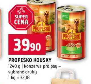PROPESKO KOUSKY 1240 g konzerva pro psy vybrané druhy 