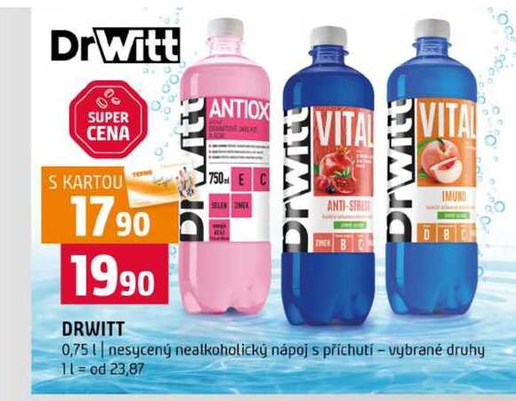 DRWITT 0,75l nesycený nealkoholický nápoj s příchutí vybrané druhy 