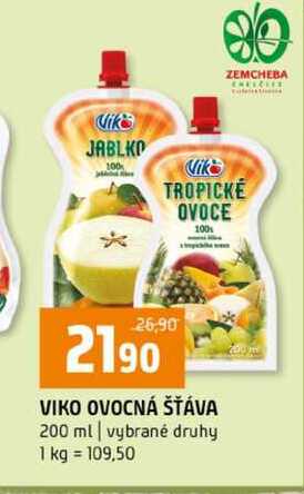 VIKO OVOCNÁ ŠŤÁVA 200 ml vybrané druhy
