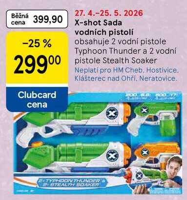 X-shot Sada vodních pistolí, obsahuje 2 vodní pistole Typhoon Thunder a 2 vodní pistole Stealth Soaker