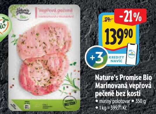 Nature's Promise Bio Marinovaná vepřová pečeně bez kosti, 350 g