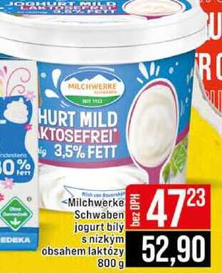 Milchwerke Schwaben jogurt bily s nízkým obsahem laktózy 800 g 