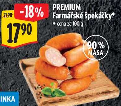 PREMIUM Farmářské špekáčky, cena za 100 g 