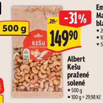 Albert Kešu pražené solené, 500 g 