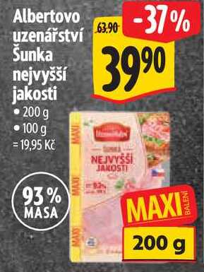 Albertovo uzenářství Šunka nejvyšší jakosti, 200 g 
