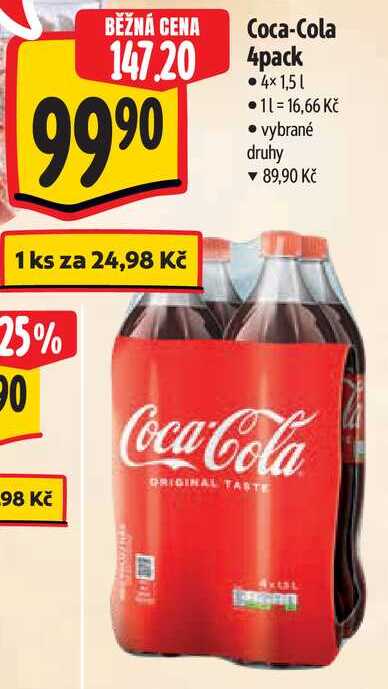 Coca-Cola 4pack, 4x 1,5 l