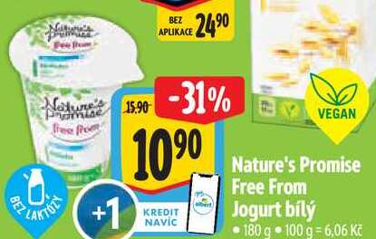 Nature's Promise Free From Jogurt bílý, 180 g 