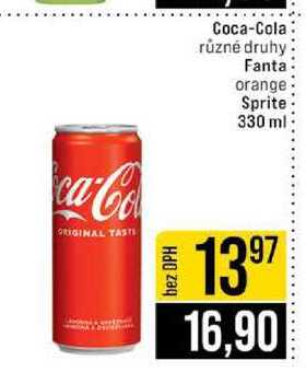 Coca-Cola různé druhy Fanta orange Sprite 330 ml