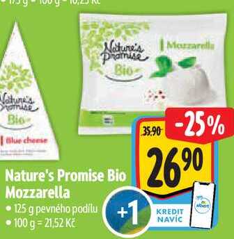 Nature's Promise Bio Mozzarella, 125 g