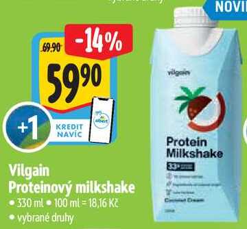 Vilgain Proteinový milkshake, 330 ml 