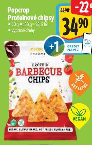 Popcrop Proteinové chipsy, 60 g 