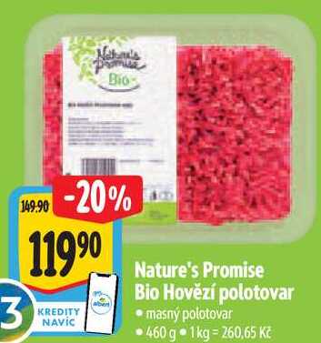 Nature's Promise Bio Hovězí polotovar, 460 g  