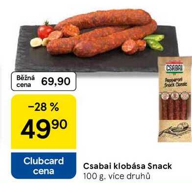 Csabai klobása Snack, 100 g, více druhů 