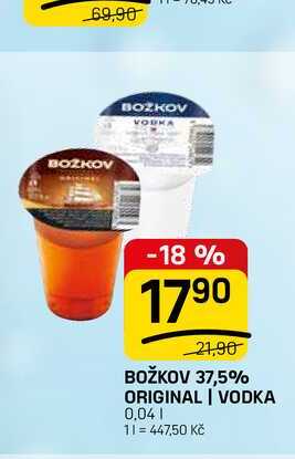 BOŽKOV 37,5% ORIGINAL VODKA 0.04l 