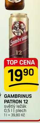 GAMBRINUS PATRON 12 světlý ležák 0,51 plech 