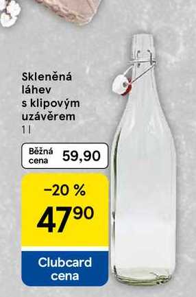 Skleněná láhev s klipovým uzávěrem, 1 l 
