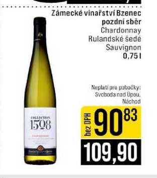 Zámecké vinařství Bzenec pozdní sběr Chardonnay Rulandské šedé Sauvignon 0,75l