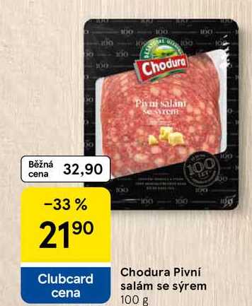 Chodura Pivní salám se sýrem, 100 g 