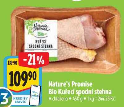 Nature's Promise Bio Kuřecí spodní stehna, 450 g 