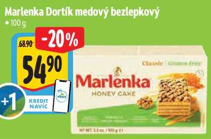 Marlenka Dortík medový bezlepkový, 100 g