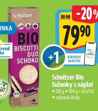Schnitzer Bio Sušenky s náplní, 130 g 