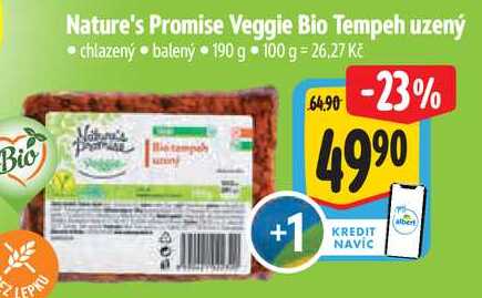 Bio Nature's Promise Veggie Bio Tempeh uzený,  190 g