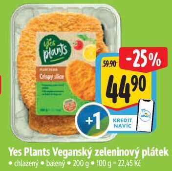 Yes Plants Veganský zeleninový plátek, 200 g 