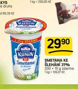 SMETANA KE ŠLEHÁNÍ 31% 200+15 g