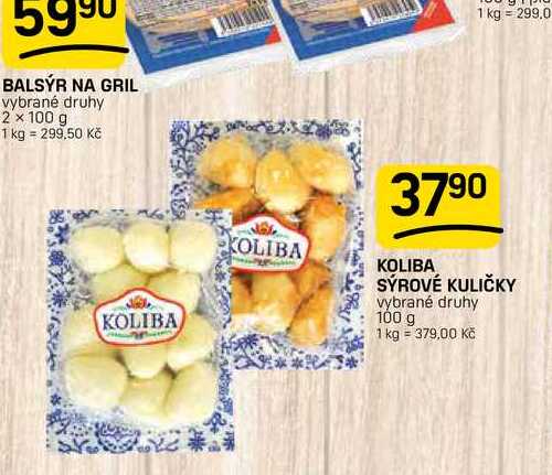 KOLIBA SÝROVÉ KULIČKY vybrané druhy 100 g 