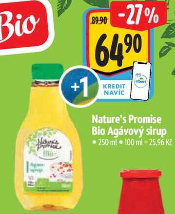  Nature's Promise Bio Agávový sirup  250 ml  