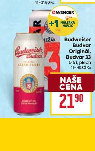 Budweiser Budvar Originál, Budvar 33 0,51, plech 
