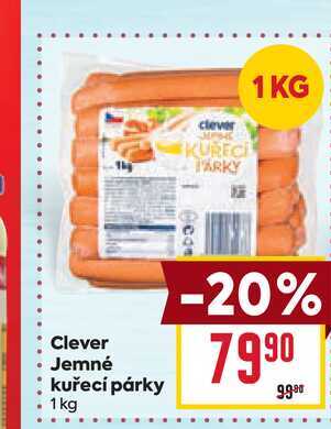 Clever Jemné kuřecí párky 1 kg