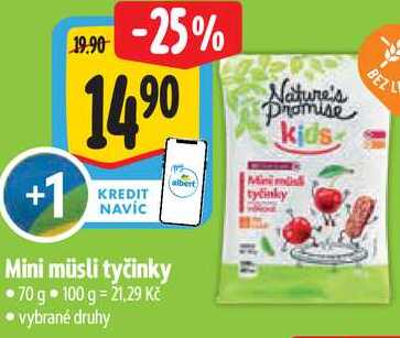 Mini müsli tyčinky, 70 g 