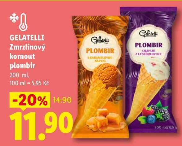 GELATELLI Zmrzlinový kornout plombir, 200 ml