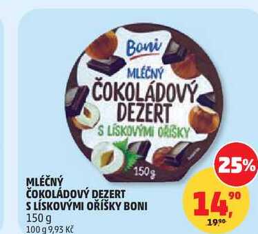 MLEČNÝ ČOKOLÁDOVÝ DEZERT S LISKOVÝMI ORISKY, 150g 