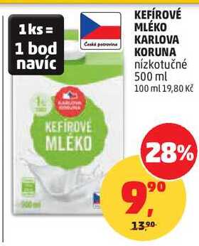 KEFÍROVÉ MLÉKO KARLOVA KORUNA nízkotučné, 500 ml  
