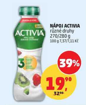 NÁPOJ ACTIVIA různé druhy, 270/280 g 