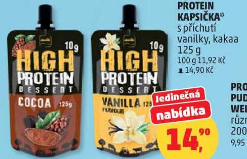 PROTEIN KAPSIČKA s příchutí vanilky, kakaa, 125 g  