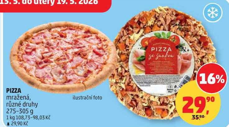 PIZZA mražená, různé druhy, 275-305 g 