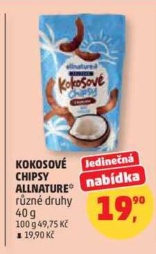 KOKOSOVÉ CHIPSY ALLNATURE různé druhy, 40g  