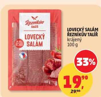 LOVECKÝ SALÁM ŘEZNÍKŮV TALÍŘ krájený, 100 g 