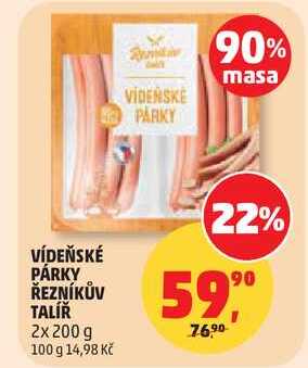 VÍDEŇSKÉ PÁRKY ŘEZNÍKŮV TALÍŘ, 2x 200 g 