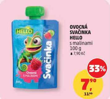 OVOCNÁ SVAČINKA HELLO s malinami, 100 g 