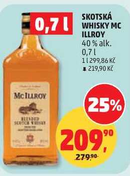 SKOTSKÁ WHISKY MC ILLROY 40% alk., 0,7 l