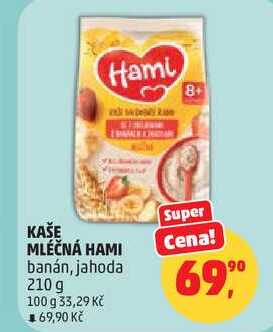 KAŠE MLÉČNÁ banán, jahoda, 210g 