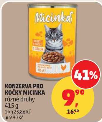 KONZERVA PRO KOČKY MICINKA různé druhy, 415 g 