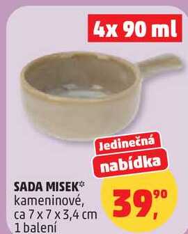 SADA MISEK kameninové, ca 7 x 7 x 3,4 cm, 1 balení