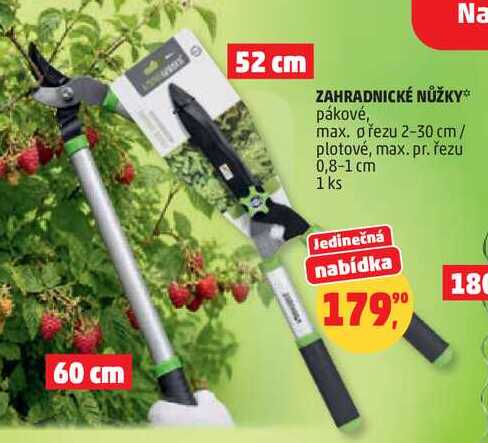 ZAHRADNICKÉ NŮŽKY pákové, max. přezu 2-30 cm / plotové, max. pr. řezu 0,8-1 cm, 1 ks 