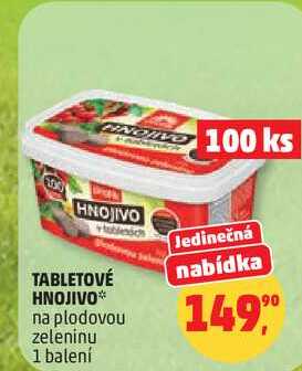 TABLETOVÉ HNOJIVO na plodovou zeleninu, 1 balení  