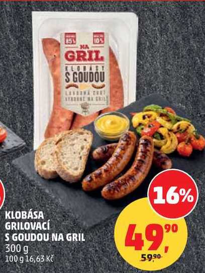 KLOBÁSA GRILOVACÍ S GOUDOU NA GRIL, 300 g 